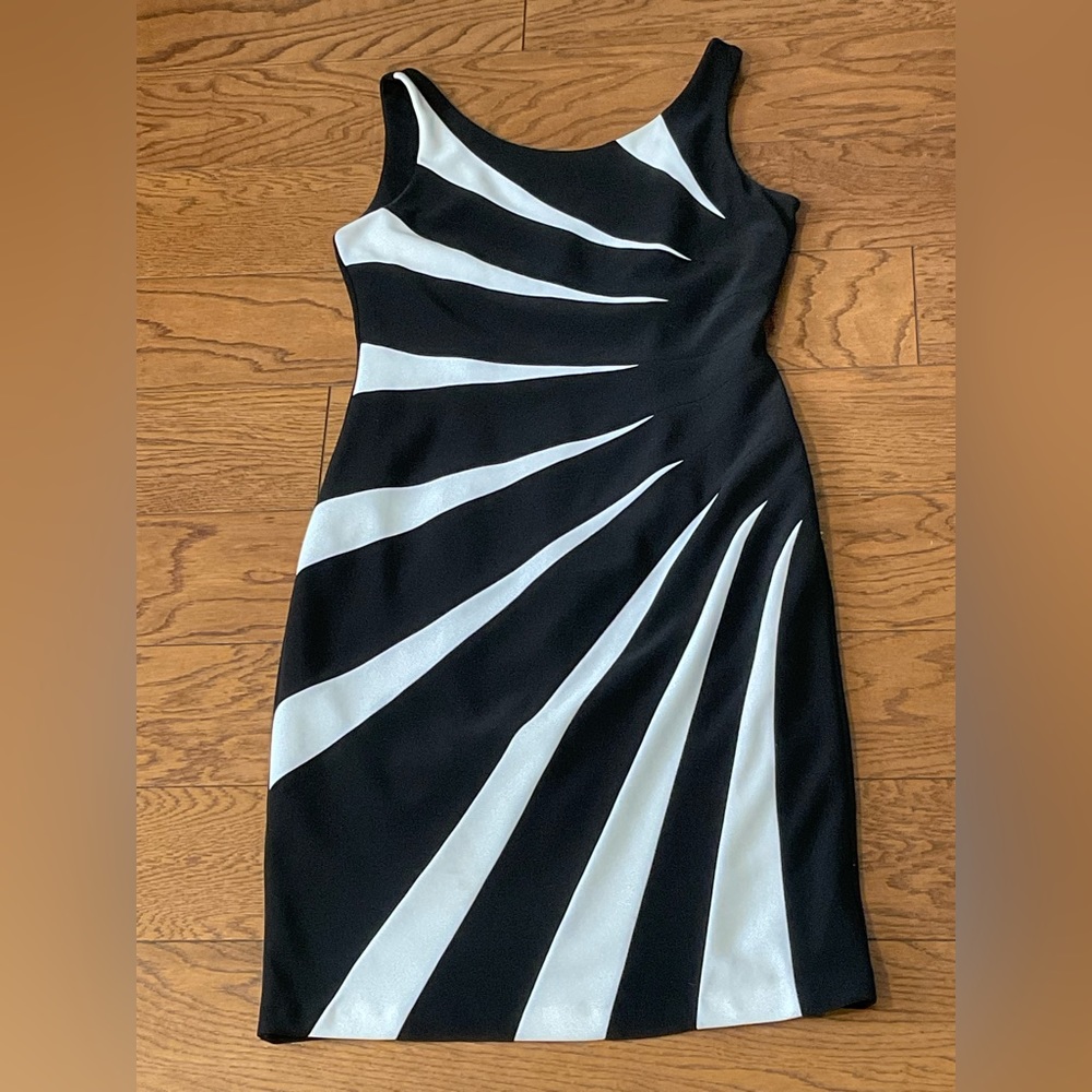 Joseph Ribkoff black and white sleeveless dress